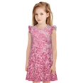 thumbnail image 1 of Balery Pink Glitter Camisón de princesa para niñas, pijama de algodón con mangas abullonadas, suave y bonito.-Large, 1 of 6