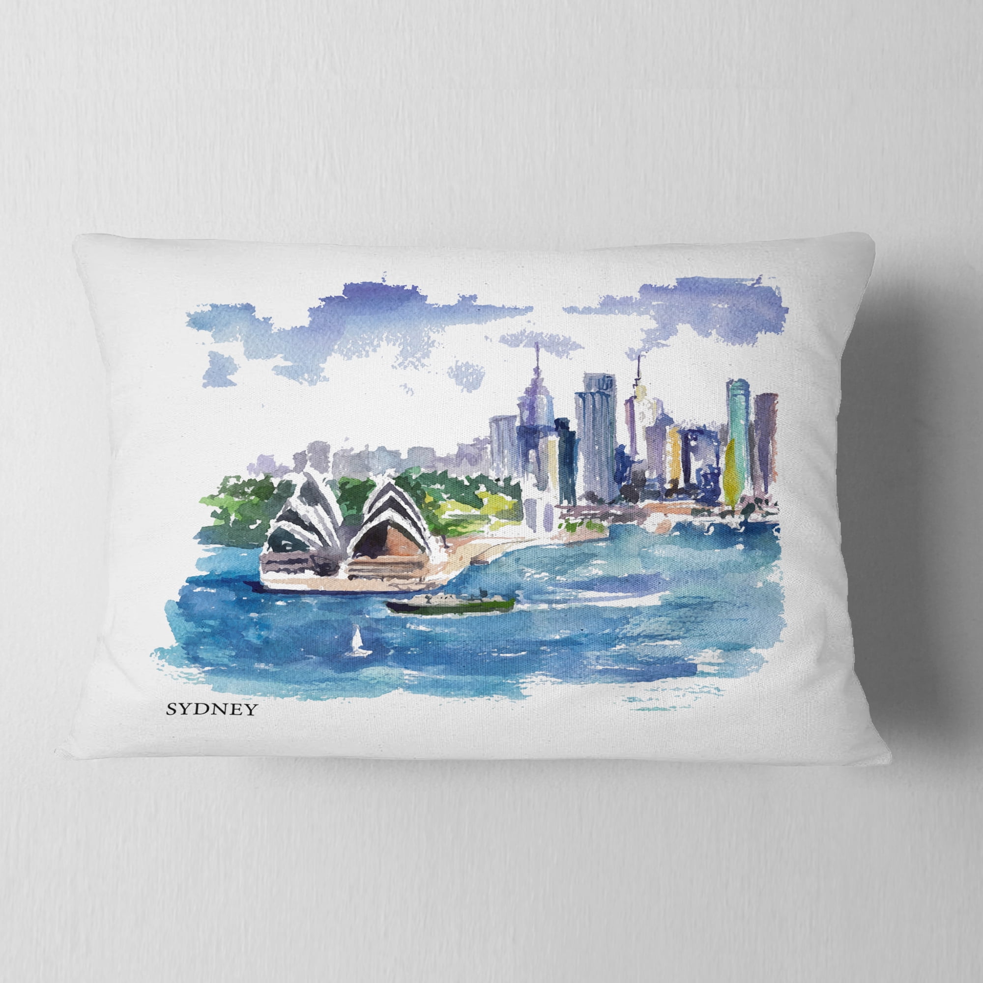 Designart Australia Vector Illustration - Cityscape Painting Throw Pillow - 12x20