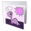 3dRose Cute Baby Purple Dinosaur Scene, Greeting Cards, 6 x 6 inches, set of 6