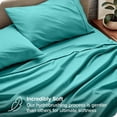 thumbnail image 3 of Twin Size 500-Thread-Count 4-PCs Bed Sheet Set, 100% Pure Egyptian Cotton Sheets, Fits Mattress Upto 10-12" Deep Pocket, Solid Pattern, Turquoise, 3 of 6