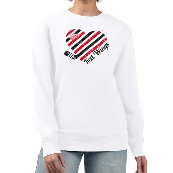 Women's G-III 4Her by Carl Banks  White Detroit Red Wings Heart Graphic Pullover Sweatshirt