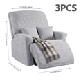 thumbnail image 3 of AuraLane Recliner Chair Cover, 3 Piece Stretchable Slipcover with Storage Pockets, Anti-Slip Furniture Protector for Kids & Pets(1 Seater,Only Cover), 3 of 5