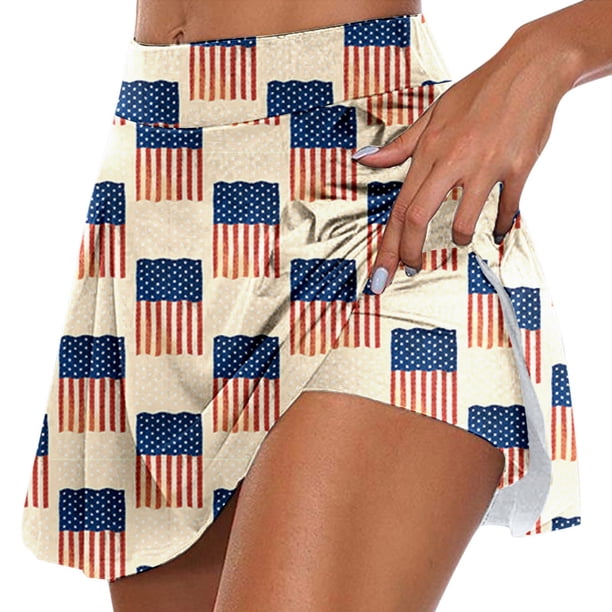 Gibobby faldas de mezclilla para mujer Falda de de tenis con estampado casual para mujer Falda deportiva de yoga Falda corta(Beige, XXL)