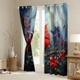 thumbnail image 3 of Manfei 3D Red Bird Curtains Pack of 2 (42x84 Each) for Teen, Dreamy Robin Butterfly Curtains Blackout, Jungle Poinsettia Flower Bedroom Curtains, Living Room Curtains Decor, 3 of 6