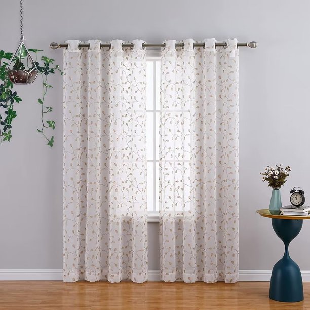 FanciHome Voile Sheer Curtains 84 inch Long Curtains for Living Room