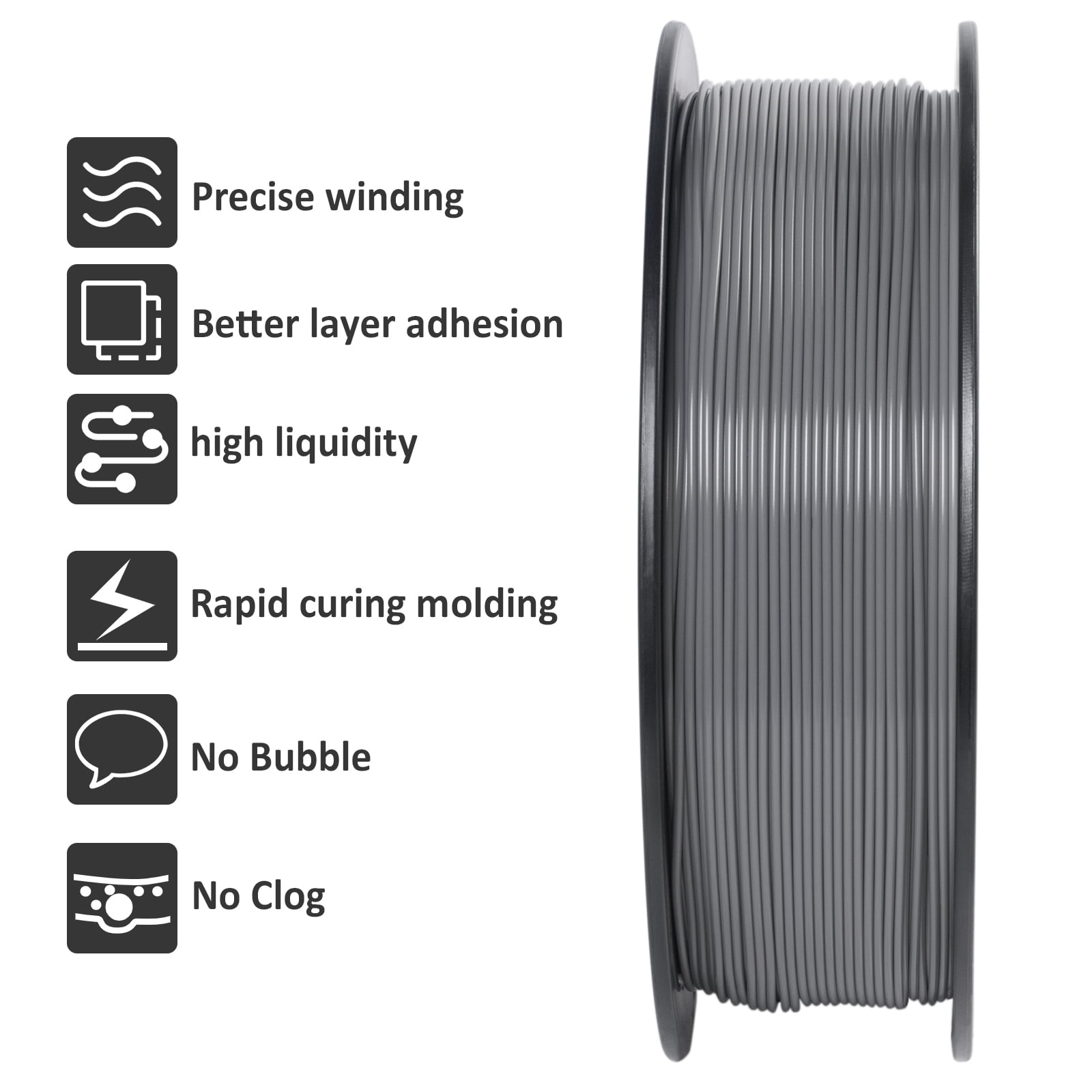 Geeetech 1.75mm PLA 3D Printer Filament, 10kg Spool (22lbs), Dimensional Accuracy +/- 0.03mm,Grey
