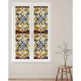 thumbnail image 2 of Window Privacy Film Yellow Blue Boho Stained Glass Window Film Decorative Sun Block Window Cover Vintage Abstract Flowers Ethnic Window Clings Static Adhesive Sticker for Bathroom 29.5"x118", 2 of 6