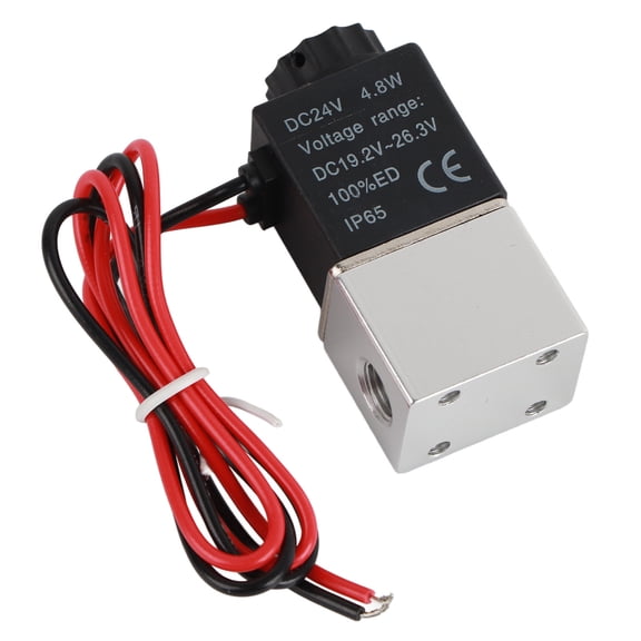 Rupoun 2V025-06 2 Position 2 Way Normally Open Electric Solenoid Air Valve, Aluminum Alloy Electromagnetic Valve for Water Oil Gas Air Solenoid Valve Replacement, Caliber G1/8in, DC 24V