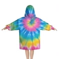 thumbnail image 2 of Rainbow Tie Dye Mandala Pattern Blanket Hoodies for Kids 6-13YR Oversize Wearable Blanket Hoodies for Boys Girls Teens, 2 of 7