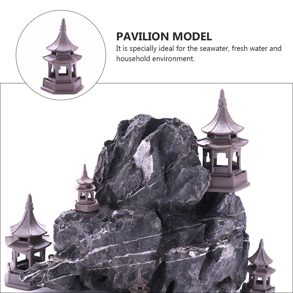 2 pcs  Decorative Pavilion Model Adornment Fish Tank Ornament Aquarium Accessory