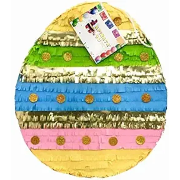 2- D Easter Egg Pinata with Gold Glitter Accents Easter Theme Party Pinata Easter Gender Reveal Party