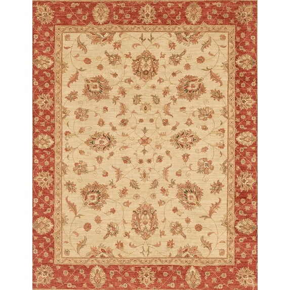 Ahgly Company Machine Washable Indoor Rectangle Abstract Orange Red Area Rugs, 7' x 9'