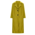 thumbnail image 5 of Usmixi Womens Winter Wool Jacket Womens Woolen Overcoat Plus Size Casual Solid Open Front Long Coat Long Sleeve Button Lapel Trench Coat Outwear with Pocket 2023 Wool Jacket Flash Deals, 5 of 6