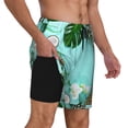 thumbnail image 2 of Sigee Tropical Pineapple Print Mens Swim Trunks with Compression Liner Quick Dry Swim Stretch Beach Shorts with Pockets,S-3XL, 2 of 7