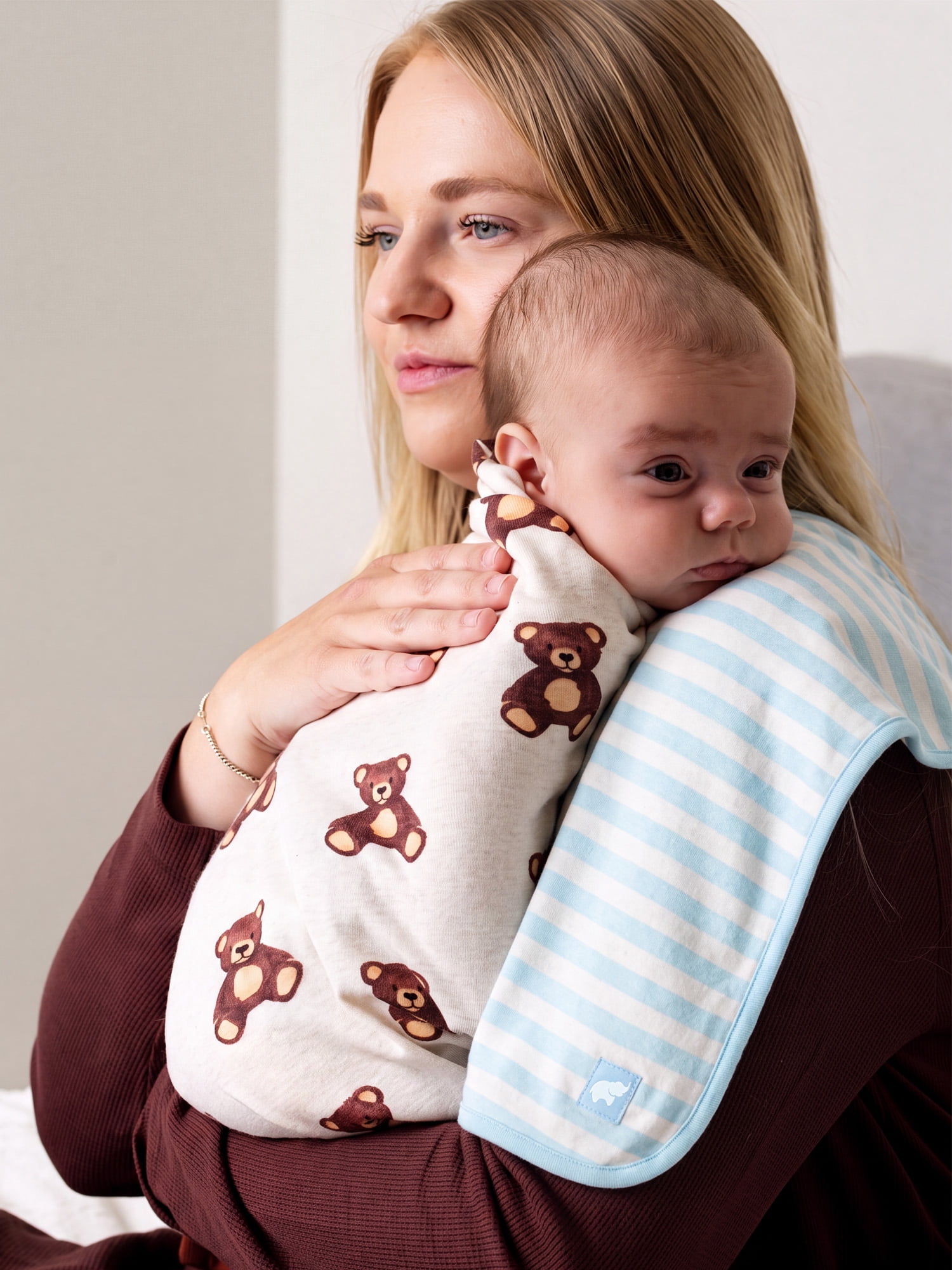 Monica + Andy Organic Cotton Baby Burp Cloth Set, GOTS Certified Soft & Absorbent Burp Cloths, 3-Pack