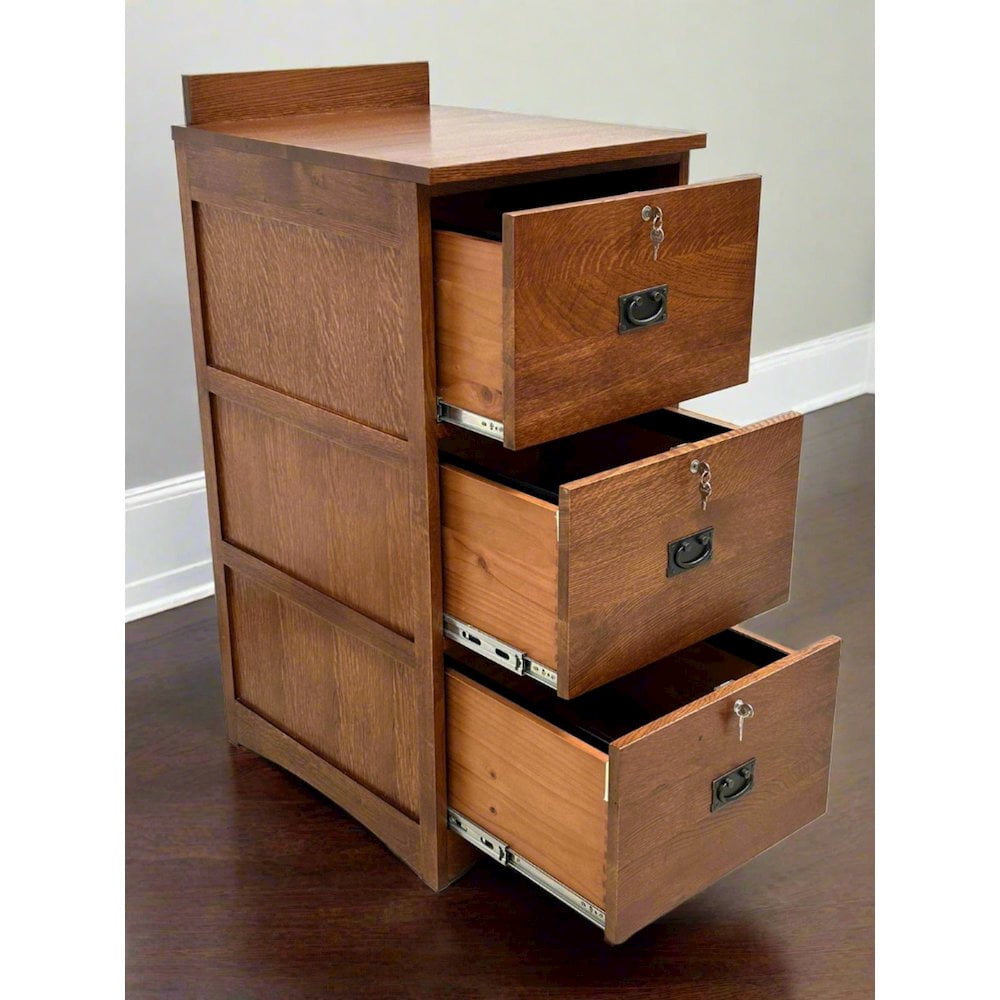 Crafters and Weavers Mission Solid Oak 3 Drawer File Cabinet - Michael's Cherry