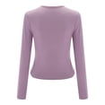 thumbnail image 5 of Bibifish Womens Cropped T-Shirt Long Sleeve Slim Fitted Tee Stretchy Soft Crew Neck Layering Top Fall Undershirt, 5 of 8