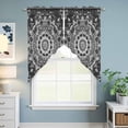 thumbnail image 6 of Swag Curtains Valances for Windows, Boho Retro Short Kitchen Window Curtains Over Sink, Ethnic Tribal Floral Pattern Cafe Curtains Panel Set Of 2,Rod Pocket, 36 Inches Length Onyx Gray White, 6 of 9