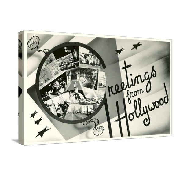 Art.com Greetings from Hollywood, California Stretched Canvas Print Wall Art, 24" x 16"