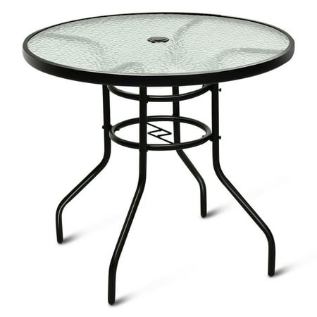 31 5 Patio Round Table Tempered Glass, Round Glass Garden Table