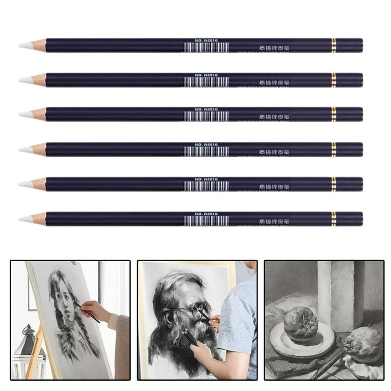 UICCVOKK Eraser Pencils for Artists Pencil Rubber, Eraser Pencil with  Brush, Rubbers Erasers Wooden Sketch Eraser Pen Eraser Pencil for Sketching  Charcoal Sketch Drawings (6) : : Stationery & Office Supplies
