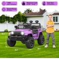 thumbnail image 2 of Historyli Camión eléctrico de 12 V con control remoto para padres, luces LED y suspensión de resorte, color morado, 2 of 7
