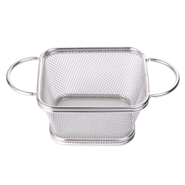 Cesta para freír de acero inoxidable, cesta para freír, cesta de malla de red, soporte para filtro, cestas para servir patatas fritas, 16,5 cm