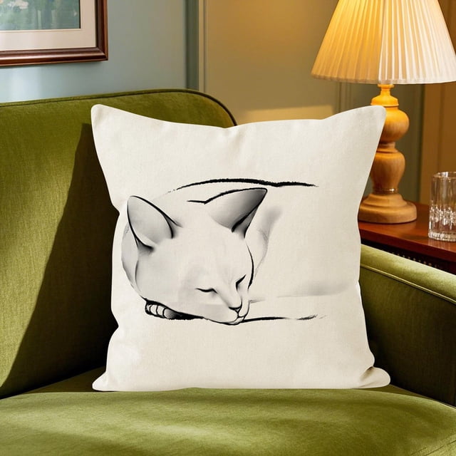 Funda De Almohada De Lino Con Gatos Bonitos Para El Salón, El Dormitorio O El Sofá, Funda Decorativa Con Estampado