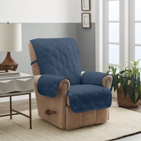 Innovative Textile Solutions 1-piece Hampton Diamond Secure Fit Recliner Furniture Cover  Blue