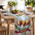 thumbnail image 3 of Watercolor Tulip Table Runner, Flower Retro Kitchen Table Runners Dress Scarves for Table Decorations Party/Restaurant/Indoor Outdoor Use, 13x108in, 3 of 9