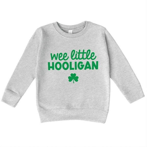 Bump and Beyond Designs Wee Little Hooligan St. Patrick's Day Sweatshirt for Toddlers (Heather Grey 2T)