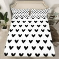 thumbnail image 2 of Manfei Girls White Black Queen Sheet Sets,Cartoon Loves Print Flat Sheet,Romantic Theme Queen Fitted Sheet For Kids,Microfiber Bedroom Decor,4 Pieces, 2 of 7