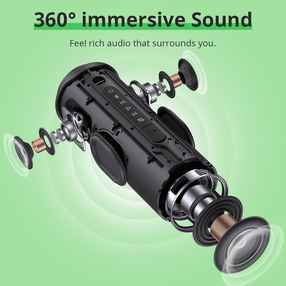 Tronsmart T8 Portable Bluetooth 5.3 Speaker, 40W 360° Surround Deep Bass, TWS, Custom EQ & RGB, IPX7 Waterproof, 18H for Outdoor - Black