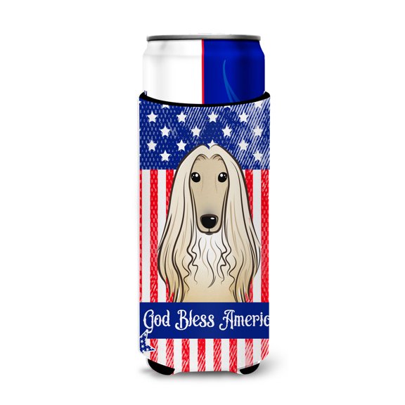 Caroline's Treasures BB2174MUK American Flag and Afghan Hound Ultra Hugger for slim cans, Slim Can, multicolor