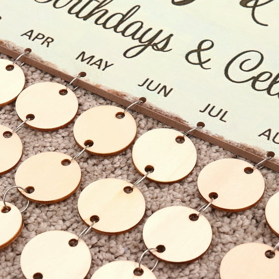 Lanytaeo WINOMO Family Friends Birthdays Celebrations Wooden DIY Calendar Hanging Plaque Birthday Reminder Anniversary Birthday Board Hanging Decor (1 Plaque, 1 Rope and 50 Round Discs)