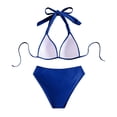 thumbnail image 5 of Women Swimsuits String Triangle Separates Bikini Sets Solid Color Blue Women's Swimwear L, 5 of 5
