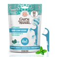 thumbnail image 1 of Hilos dentales con palillo GuruNanda Quad Clean 4 en 1 menta, 50 unidades, 1 of 8