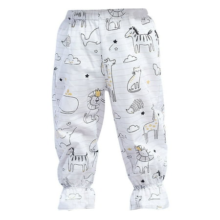 

New Boys Girls Cropped Pants Mid Waist Rubber Band Belt Long Pajamas Newborn Infant Child Clothing Streetwear Dailywear Outwear