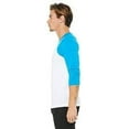 thumbnail image 4 of The Bella + Canvas Unisex 3/4 Sleeve Baseball T-Shirt - WHITE/ NEON BLUE - XS, 4 of 4
