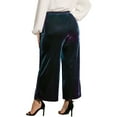 thumbnail image 4 of DARING DIVA Women's Plus Shiny Pant Metallic Sparkly Palazzo Pants 1X Purple Blue, 4 of 6