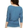 thumbnail image 5 of Made by Johnny Women's Boat Neck 3/4 Sleeve Draped Dolman Top with Side Shirring Premium Shirt XXL DENIM, 5 of 6