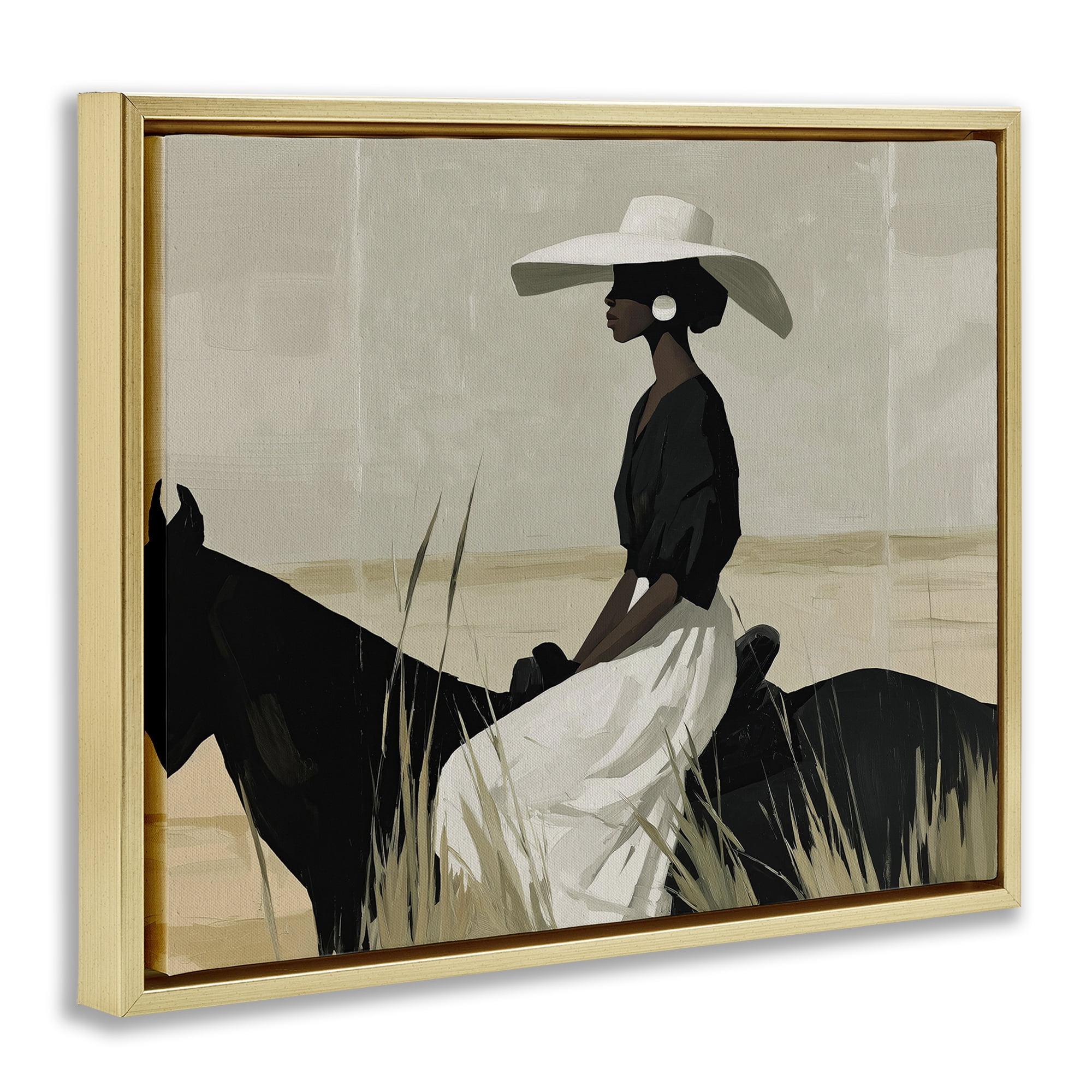 Stupell Industries Equestrian Elegance Silhouette Gold Framed Floater Canvas Wall Art, design by Svetlana Aleynikova
