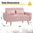 thumbnail image 5 of Sobaniilo 47" Small Modern Loveseat Sofa, Mid Century Linen Fabric 2-Seat Sofa Couch Tufted Love Seat with Back Cushions and Tapered Wood Legs for Living Room, Bedroom and Small Space (Pink), 5 of 7