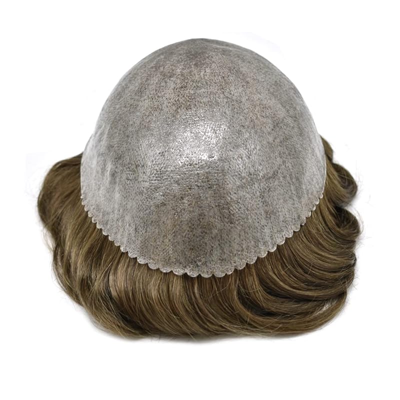Toupee for Men Hairpiece Replacement System Male Prosthesis Full Poly Thin Soft Human Hair Piece 8X10 Injected PU Durable Skin Mens Wig #1B off Black