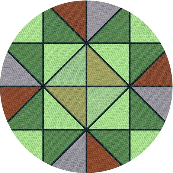 Ahgly Company Machine Washable Indoor Round Transitional Green Area Rugs, 3' Round