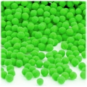 Polyester Pom Poms, solid Color, 7mm/0.28-inch, 100-pc, Neon Green