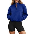 thumbnail image 4 of Admvng Womens Half-Zip Cropped Sweatshirt Long Sleeve Pullover Active Tops with Drawstring Hem, 4 of 8