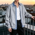 thumbnail image 5 of Cavosen Jackets for Men Long Sleeve Lapel Button Down Loose Jacket Solid Casual Lightweight Fall Outfits, 5 of 8