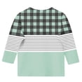 thumbnail image 5 of GigrtiJin 3-14 Years Girls Kids Casual Tops Patchwork Plaid Printed Striped 3/4 Sleeve Crew Neck Blouse Shirt, 5 of 5