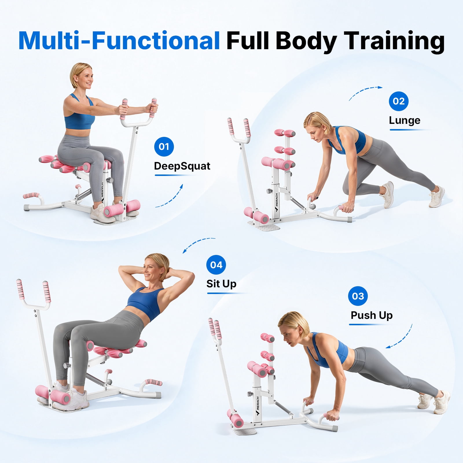 MERACH Deep Squat Machine with Handle, Adjustable Squat Assist Trainer for Home Gym, Hold up to 350lbs